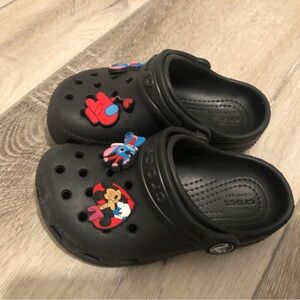 Crocs Kids Black Clogs with Cartoon Charms